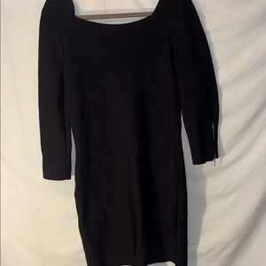 Black Ribbed Knit Dress